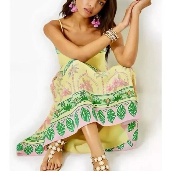 Lilly Pulitzer Jesslyn Silk Maxi Slip Dress Tropical Oasis - Picture 5 of 10